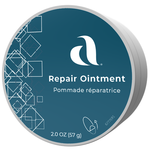 AIM Repair Ointment container with geometric design and brand logo on a blue background