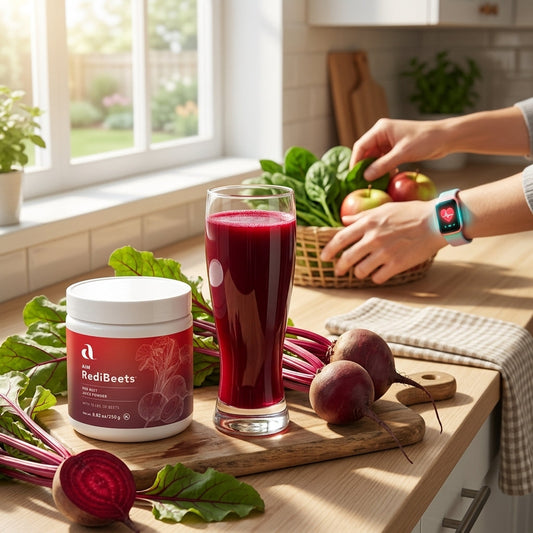 AIM RediBeets beet juice powder with fresh beets and concentrated whole-food vegetable nutrition