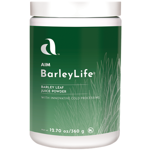 AIM BarleyLife barley leaf juice powder container