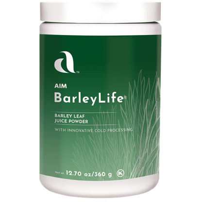 AIM BarleyLife barley leaf juice powder container