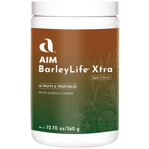 AIM BarleyLife Xtra barley leaf juice powder container