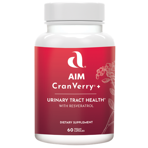 AIM CranVerry dietary supplement bottle for urinary tract health with resveratrol.