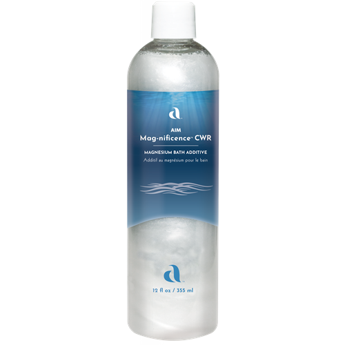 Bottle of AIM Mag-nificence CWR magnesium bath additive.
