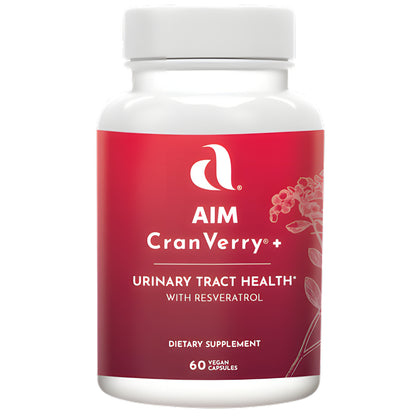 AIM CranVerry+ dietary supplement with a red label, shown on a plain white background.