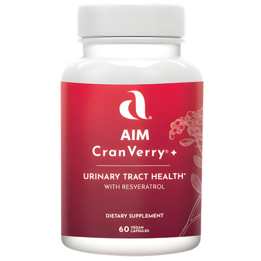 AIM CranVerry+ dietary supplement with a red label, shown on a plain white background.