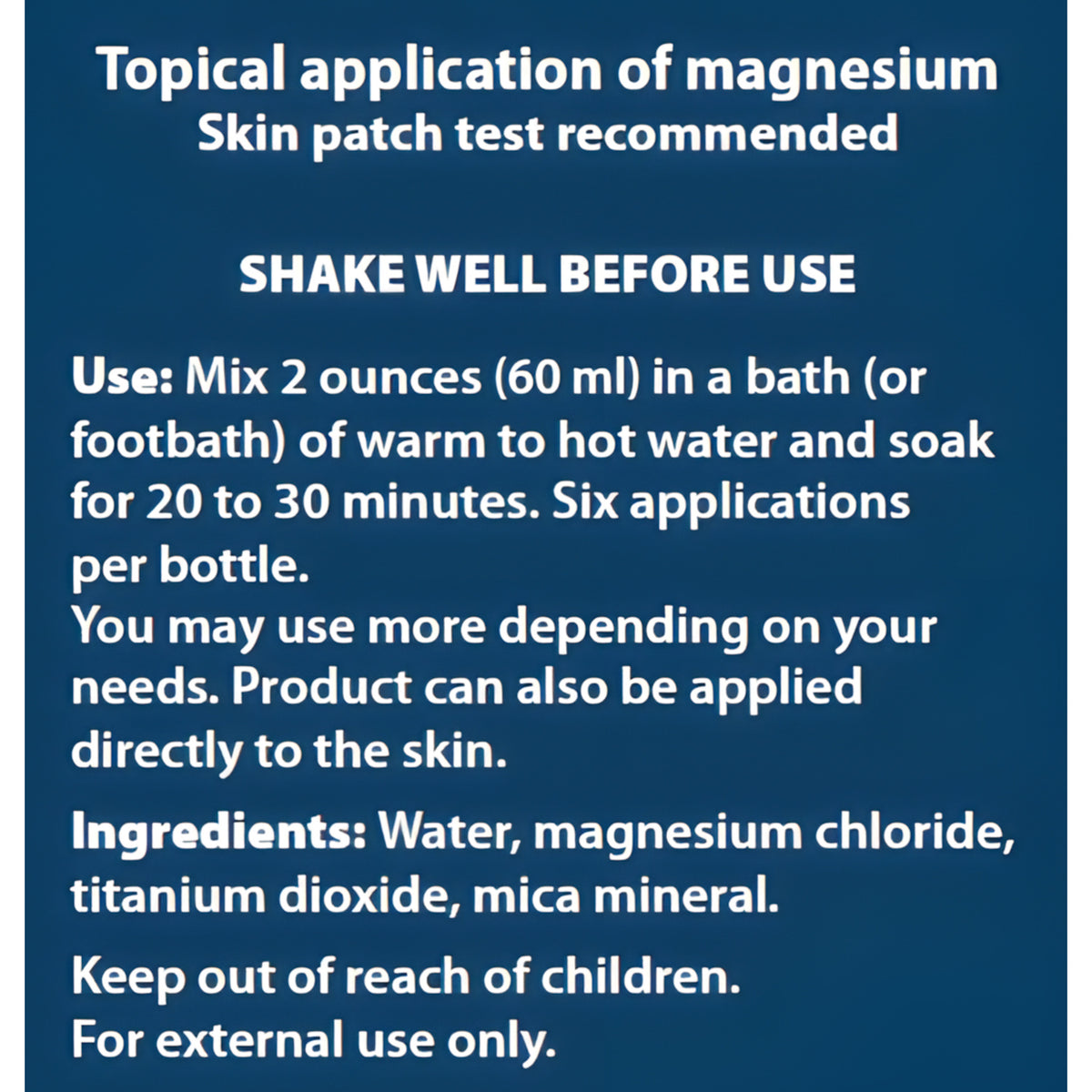 AIM Mag-nificence CWR magnesium chloride topical bath additive label showing how to use and ingredients.