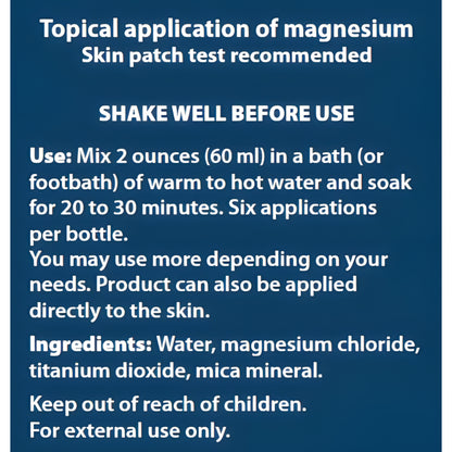 AIM Mag-nificence CWR magnesium chloride topical bath additive label showing how to use and ingredients.