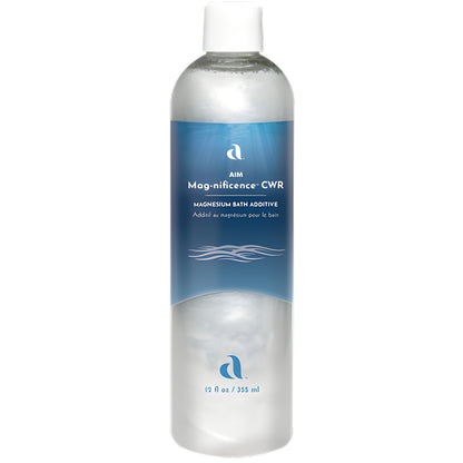 AIM Mag-nificence CWR magnesium chloride topical bath additive shown on a white background.