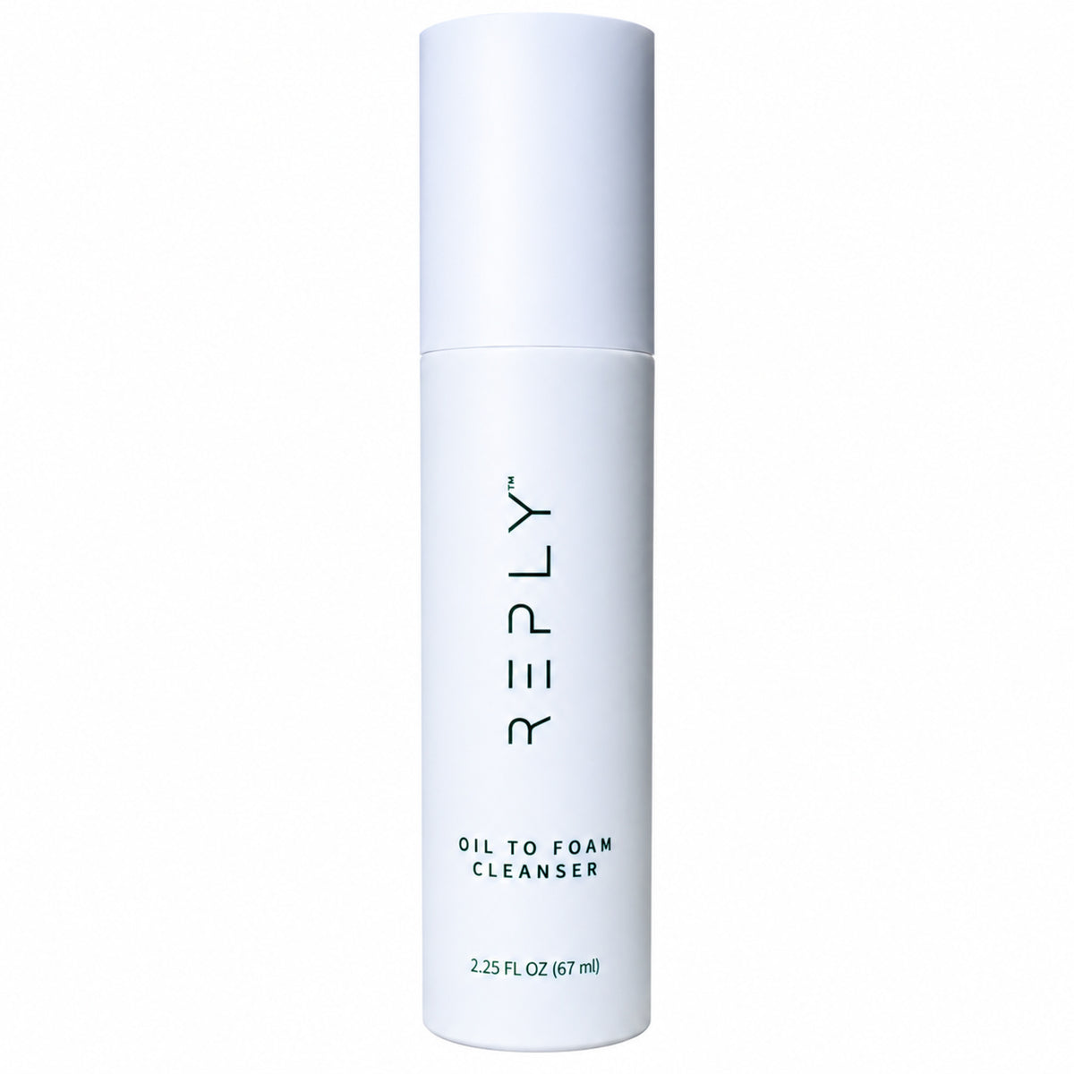AIM Reply Oil to Foam Cleanser in a white bottle, 2.25 fl oz (67 ml), designed to cleanse skin by combining oil-based and foaming cleansing action.