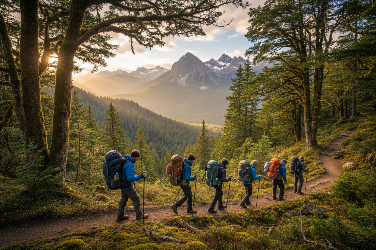 People hiking in nature